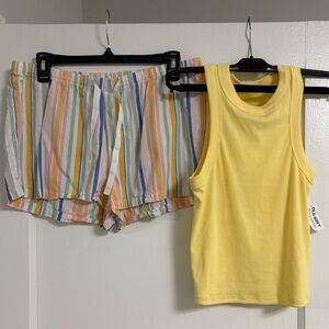 Old Navy yellow Tank striped Short cotton set size medium